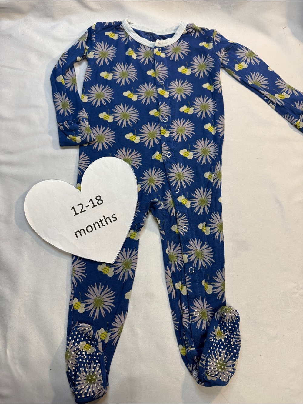 Kickee Pants Navy Floral Footed One-Piece Pajamas. Bamboo